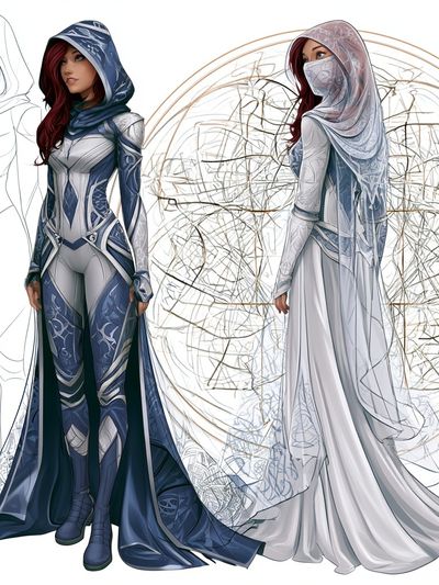 Hooded Fantasy Woman Illustration Poster.