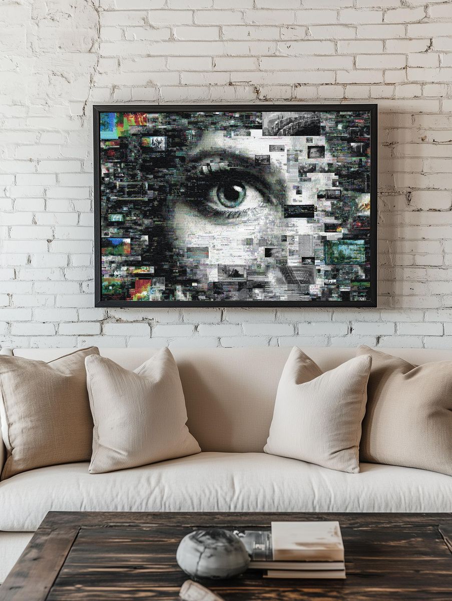 Glitch Eye Digital Art Poster. — room view 1
