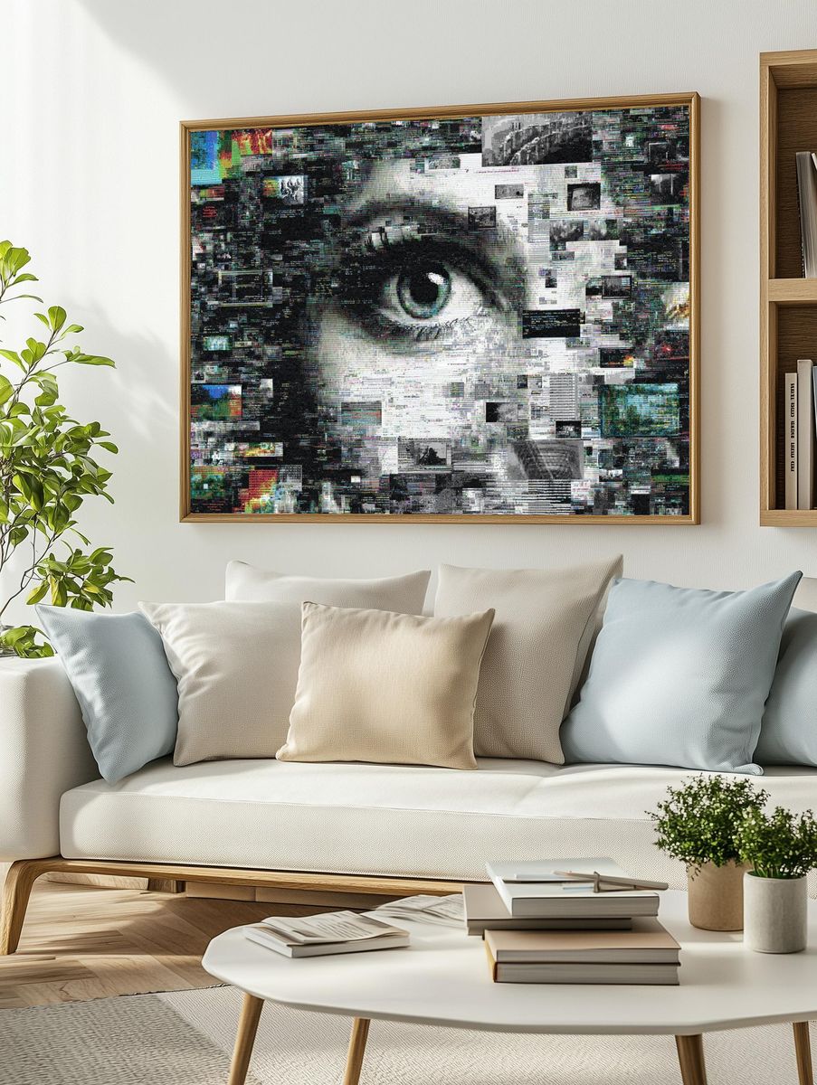 Glitch Eye Digital Art Poster. — room view 2