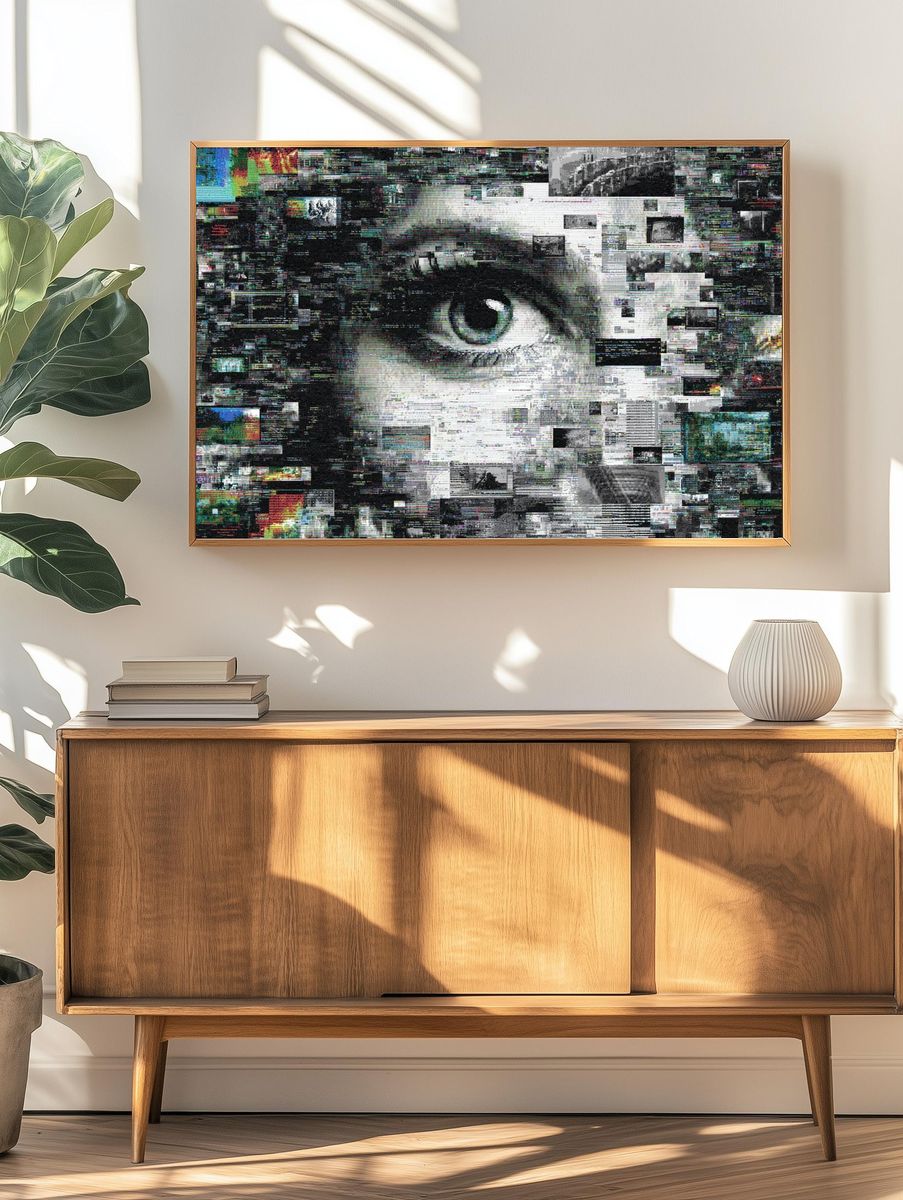 Glitch Eye Digital Art Poster. — room view 3