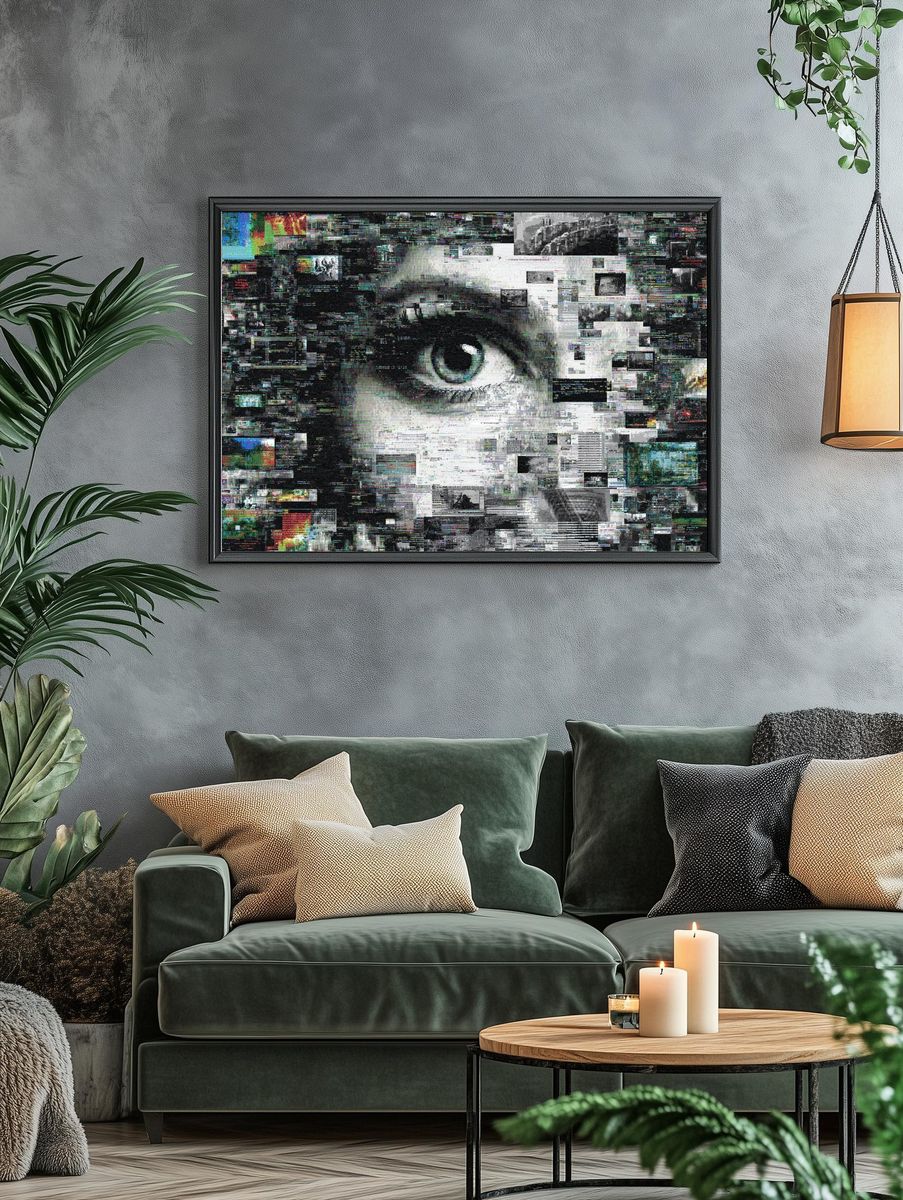 Glitch Eye Digital Art Poster. — room view 4