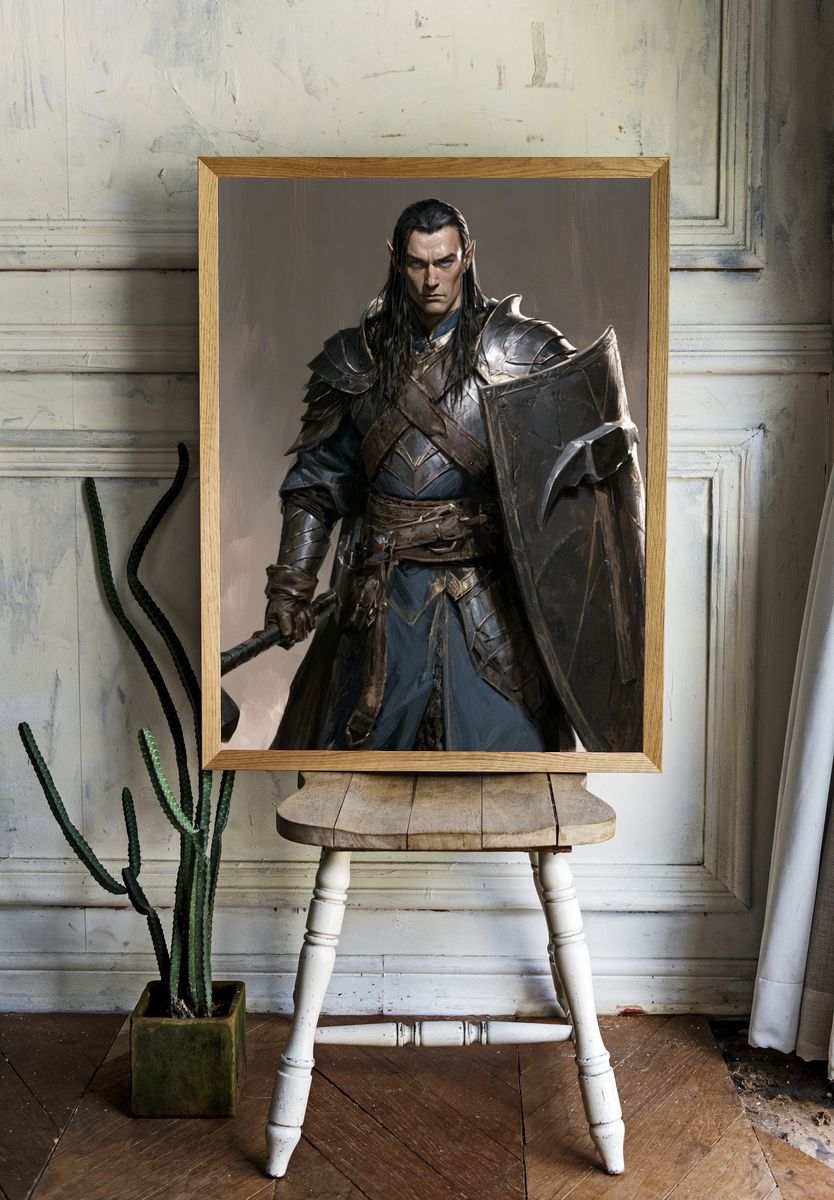 Elven Warrior Fantasy Illustration Poster. — room view 1