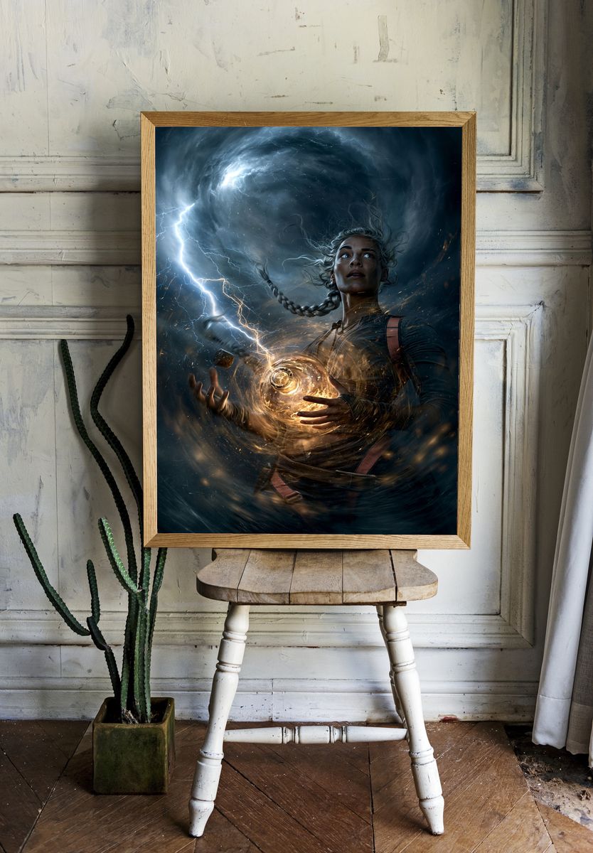Storm Sorceress Digital Art Poster. — room view 1