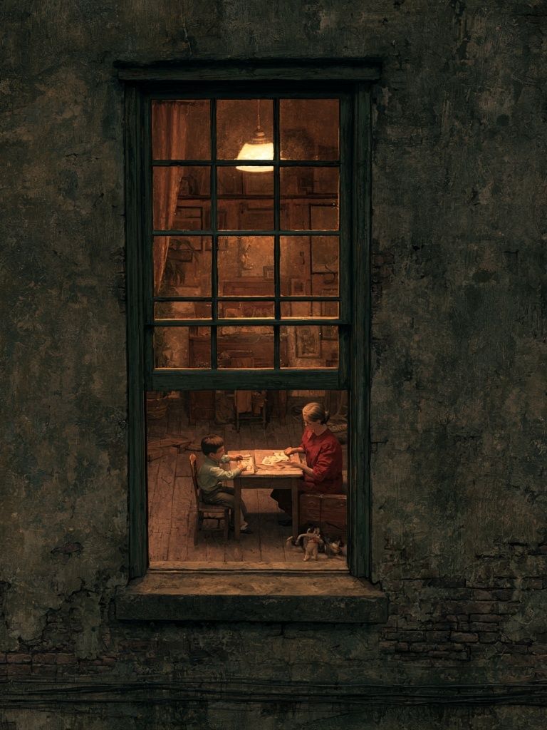 Warm Window Scene Illustration Poster. poster detail