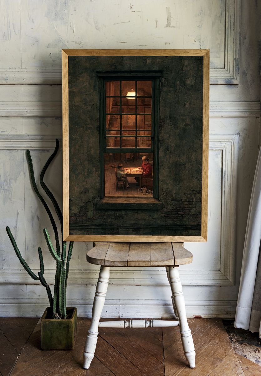 Warm Window Scene Illustration Poster. — room view 1
