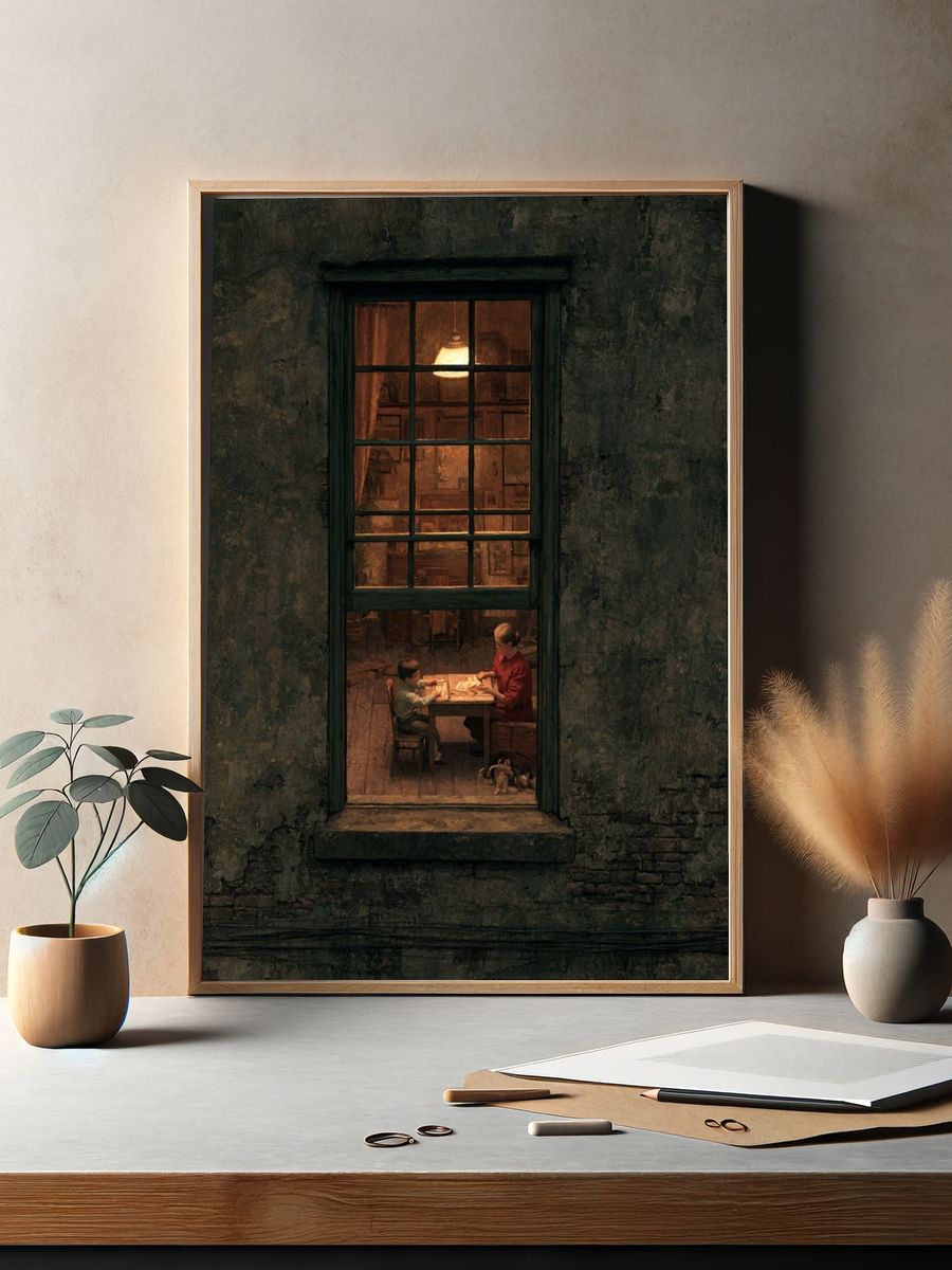 Warm Window Scene Illustration Poster. — room view 2