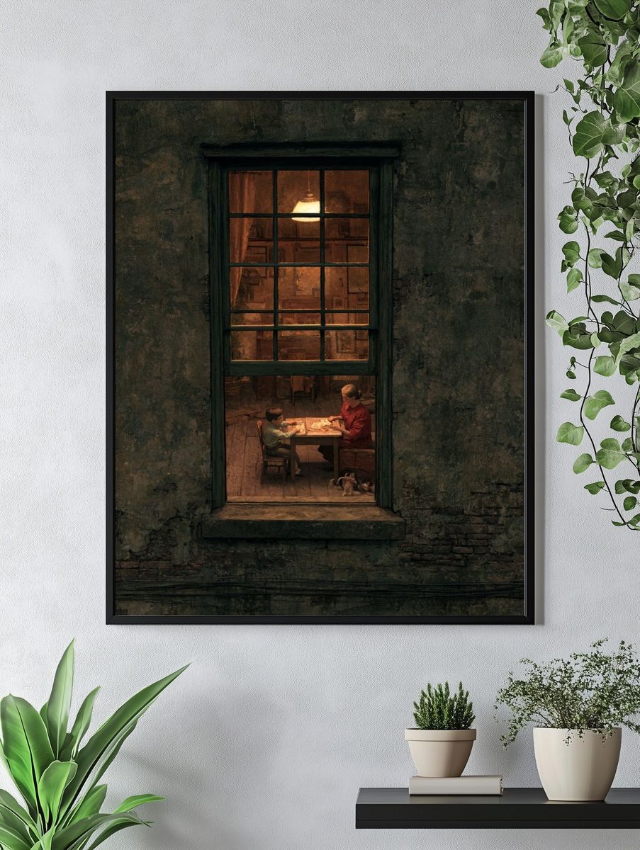 Warm Window Scene Illustration Poster. — room view 4