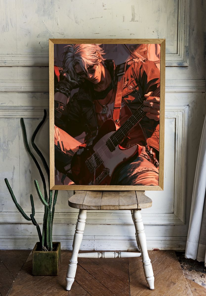 Electric Guitarist Anime Poster. — room view 1