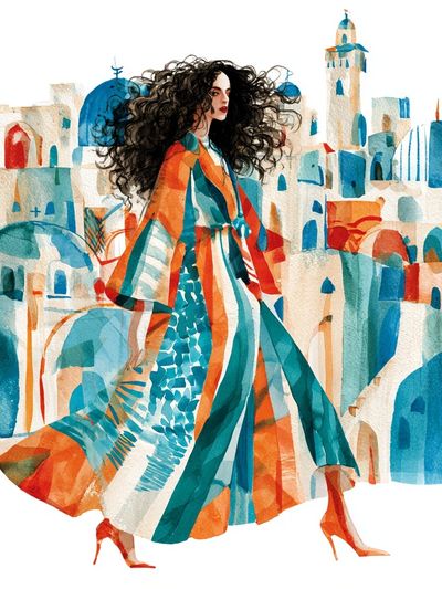 Mediterranean Fashion Illustration Poster.