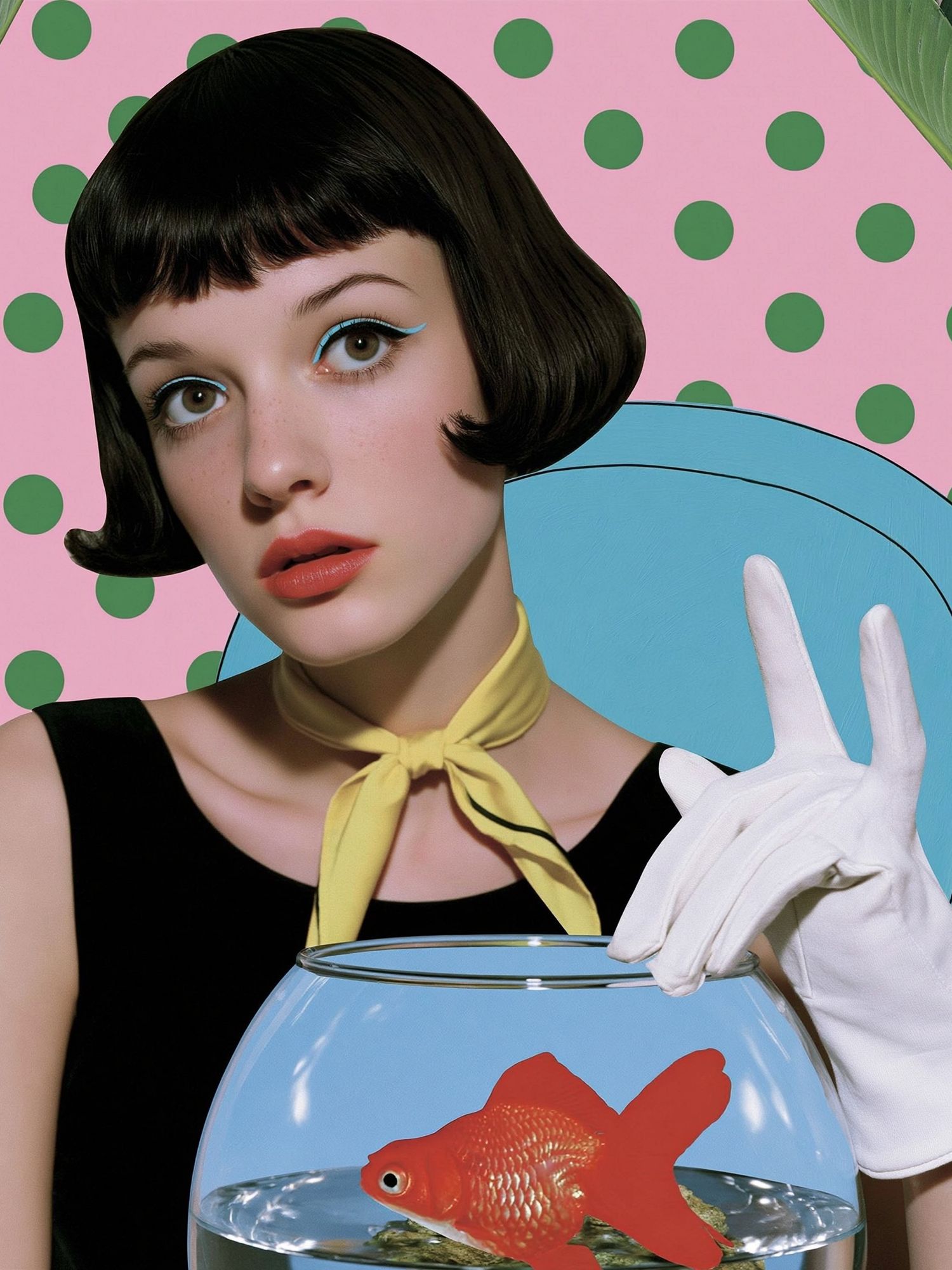 Pop Art Girl with Goldfish Poster. poster — illustration art