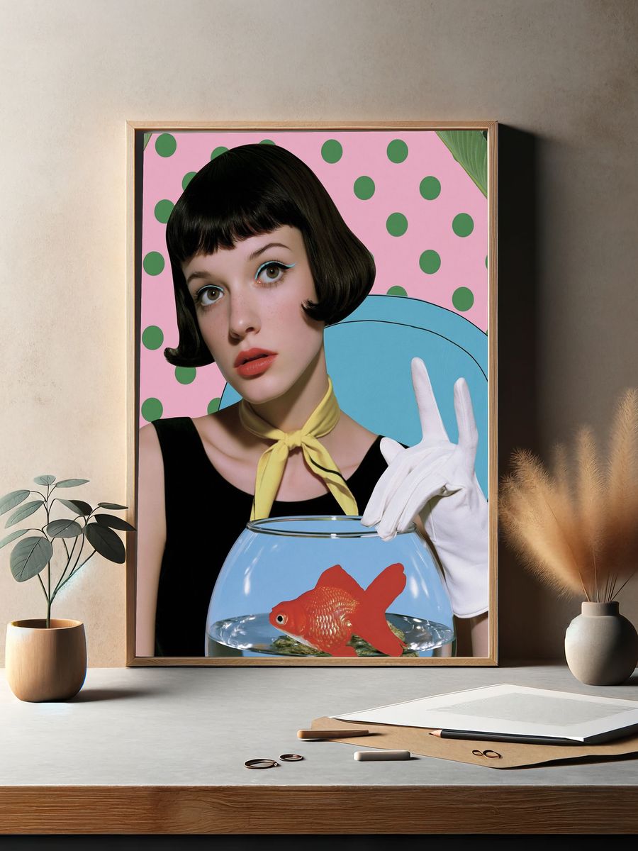 Pop Art Girl with Goldfish Poster. — room view 2