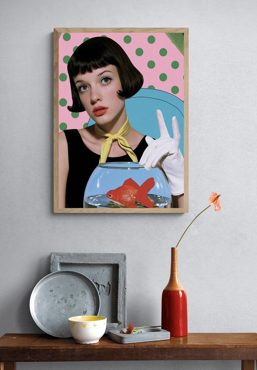 Pop Art Girl with Goldfish Poster. — room view 3