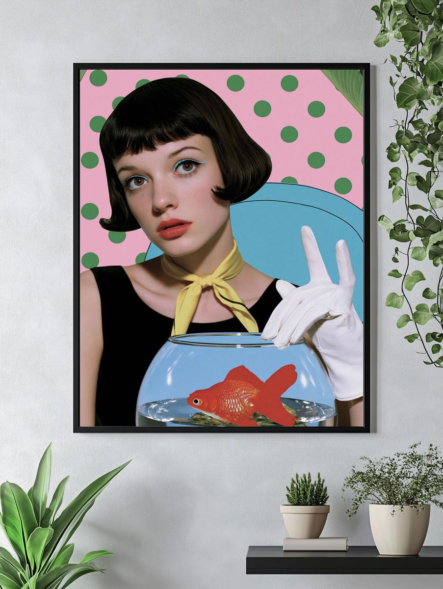Pop Art Girl with Goldfish Poster. — room view 4
