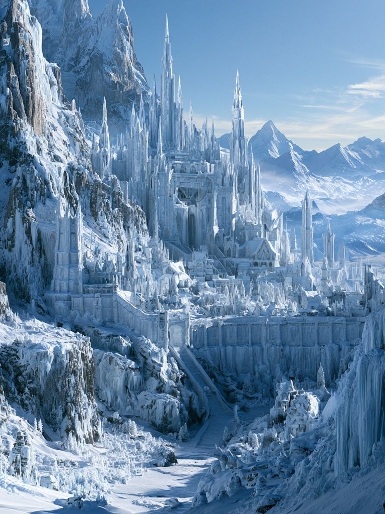 Frozen Ice Castle Fantasy Print. poster — illustration art