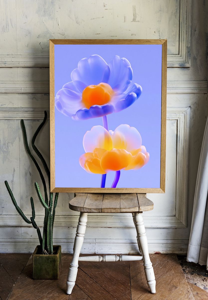 Glowing Floral Abstract Print. room preview