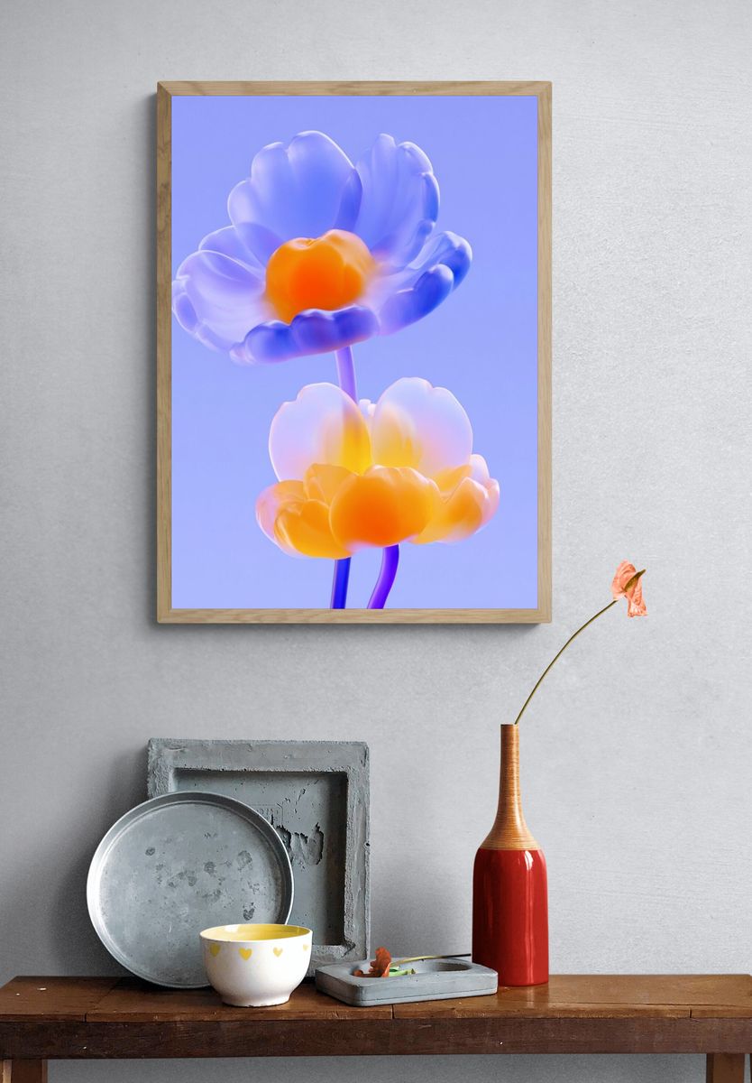 Glowing Floral Abstract Print. — room view 3