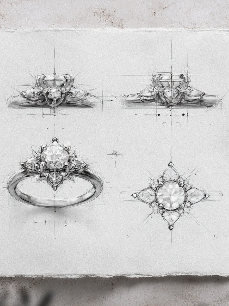 Diamond Ring Sketch Poster. poster — illustration art