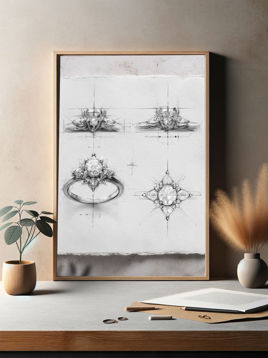 Diamond Ring Sketch Poster. — room view 2