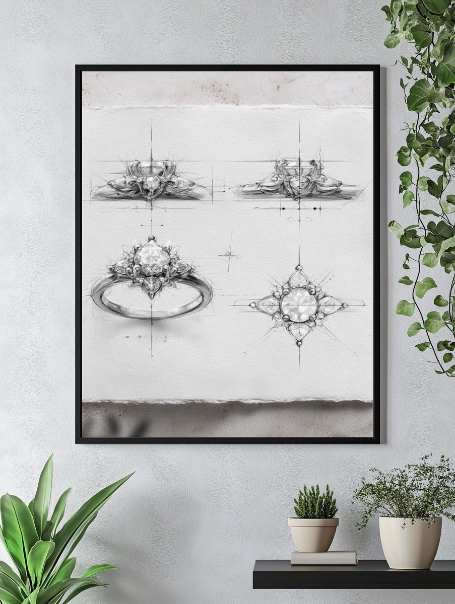 Diamond Ring Sketch Poster. — room view 4