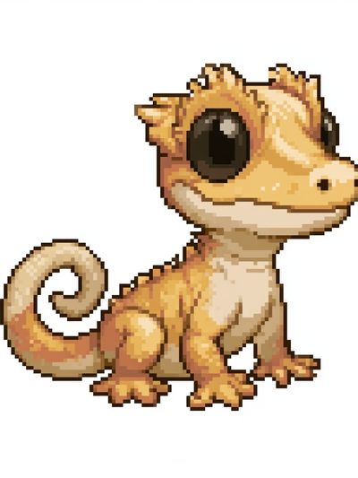 Pixel Gecko Illustration Poster.