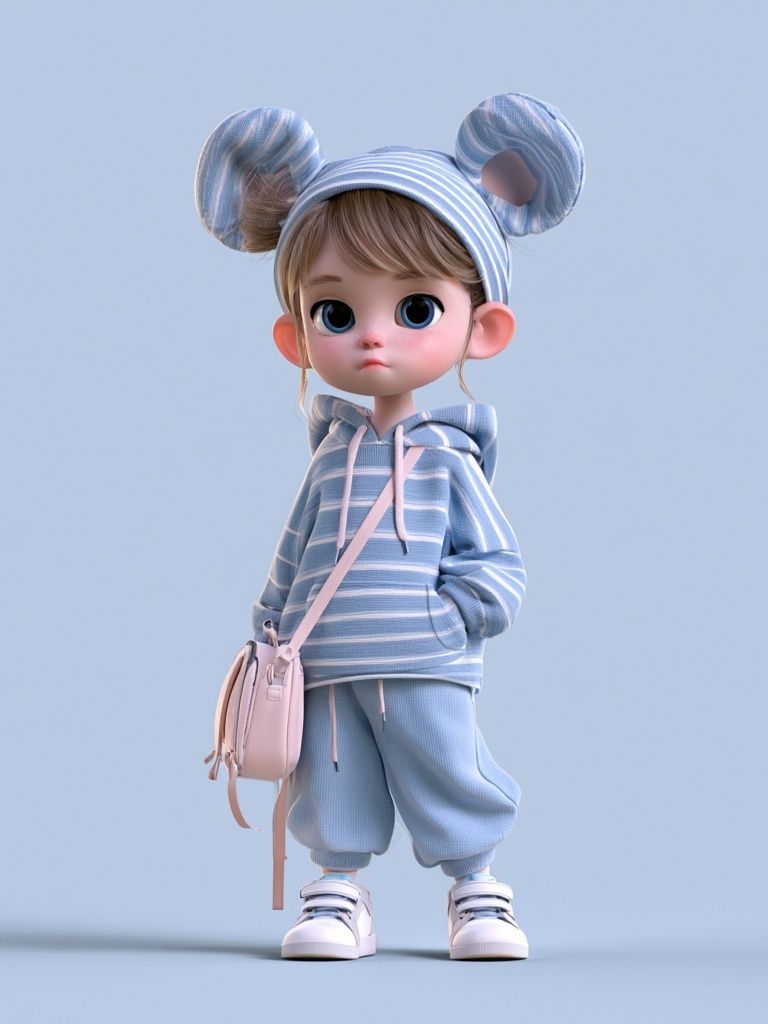 Cute 3D Girl Character Illustration Poster. poster — illustration art