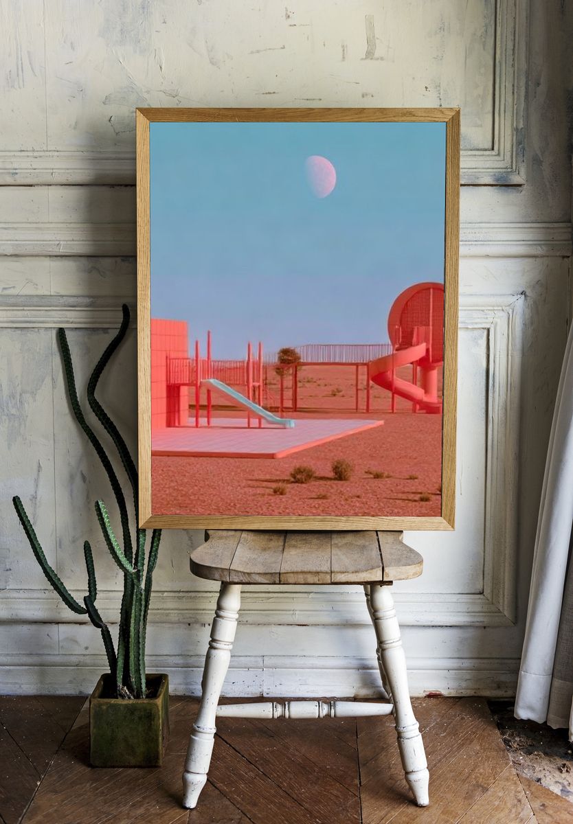 Desert Playground Surreal Print. room preview