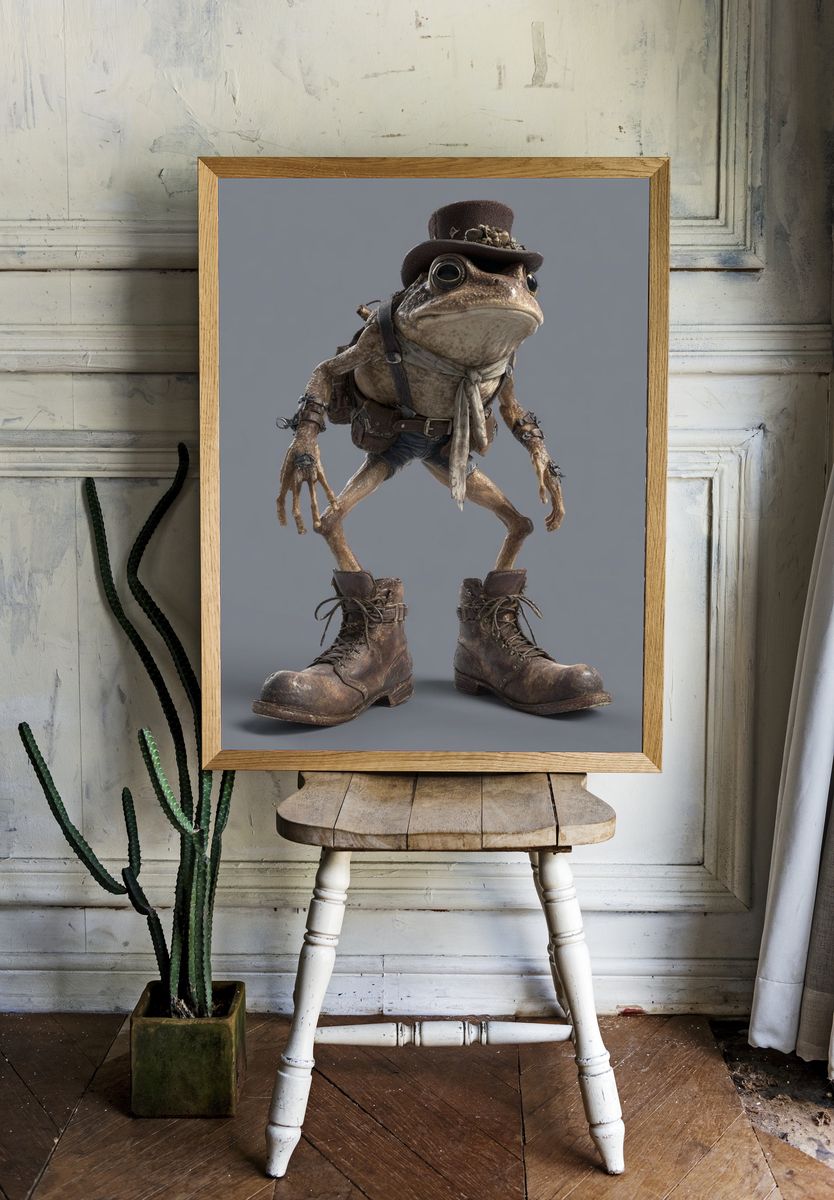 Steampunk Frog Character Print. — room view 1
