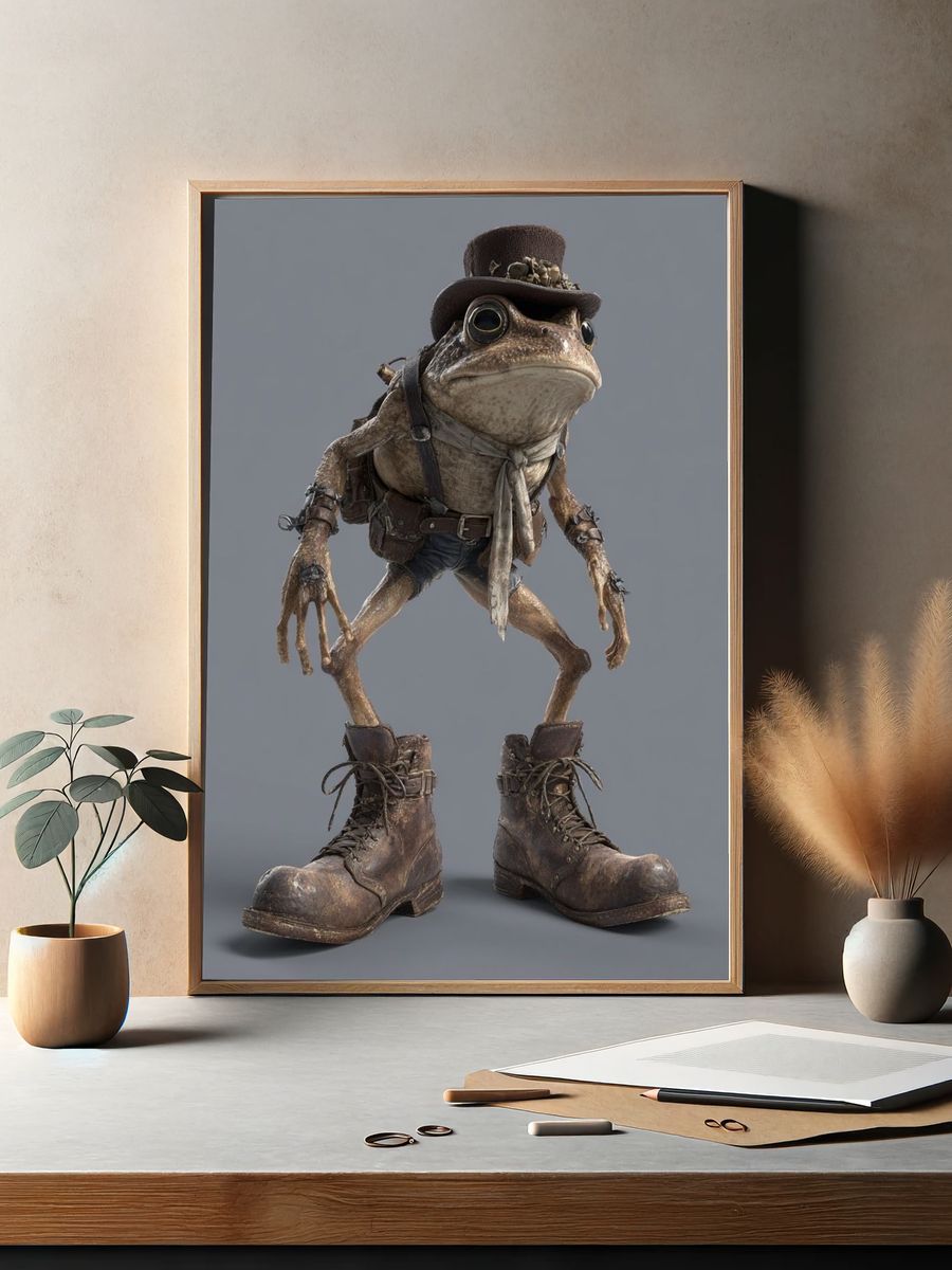 Steampunk Frog Character Print. — room view 2