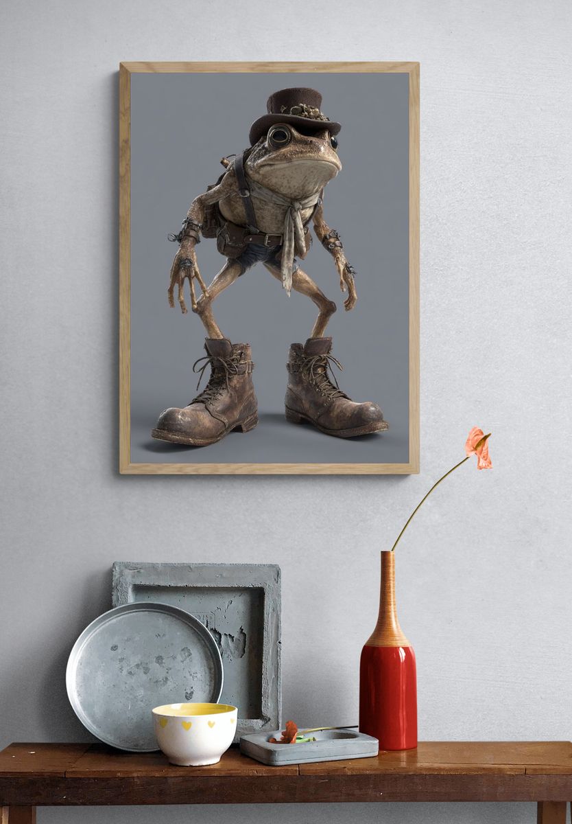 Steampunk Frog Character Print. — room view 3
