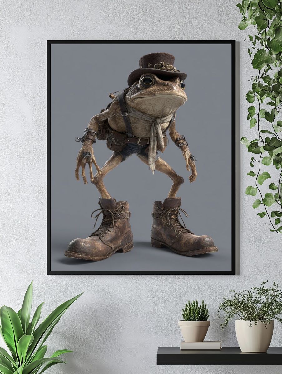 Steampunk Frog Character Print. — room view 4