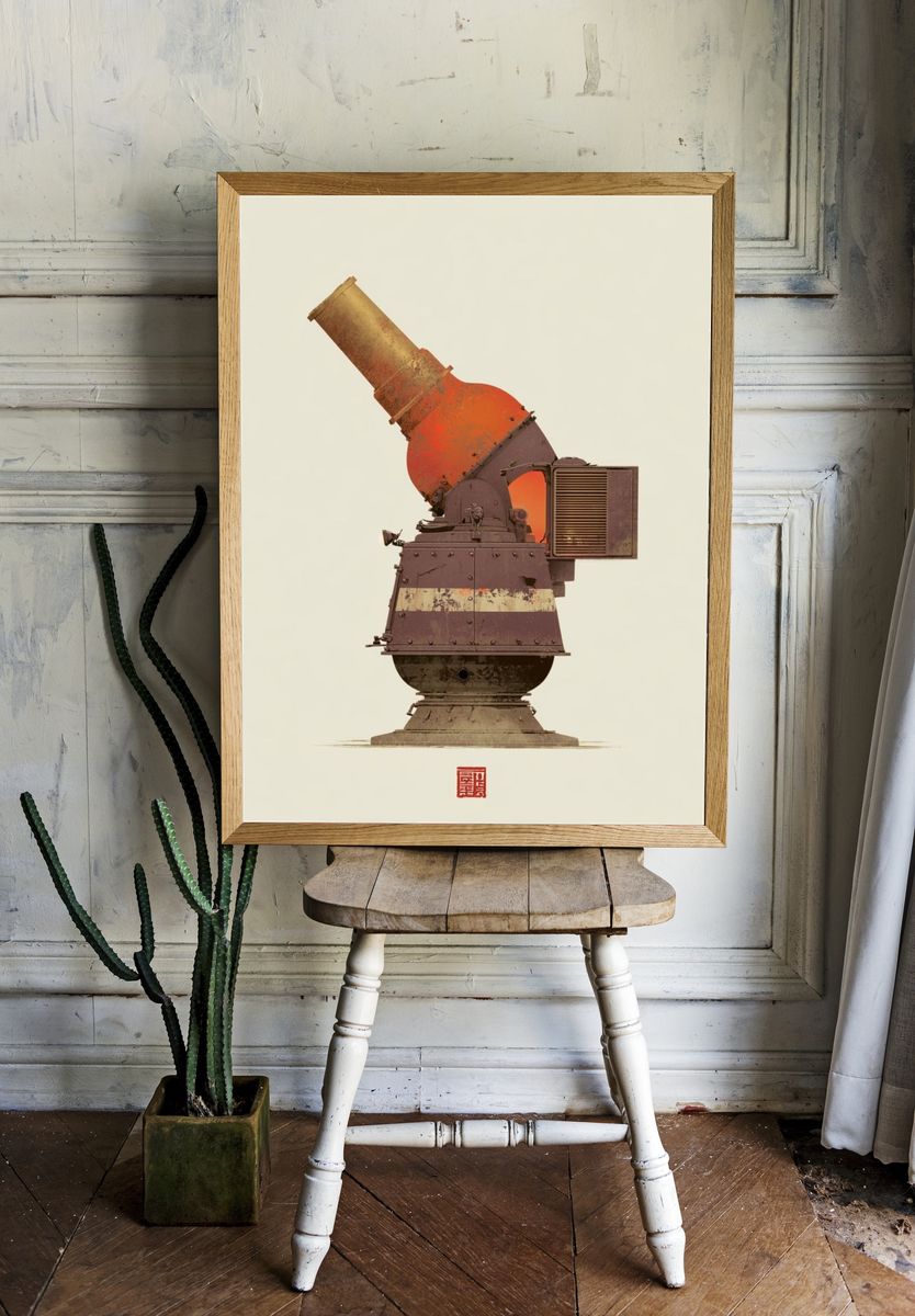 Vintage Telescope Illustration Poster. room preview