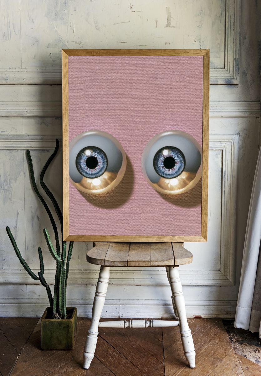 Surreal Eyeballs Illustration Poster. — room view 1