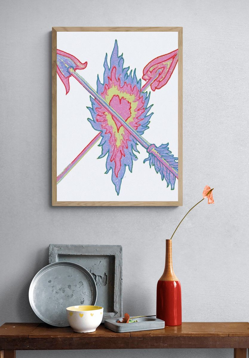 Heart and Arrows Illustration Poster. — room view 3