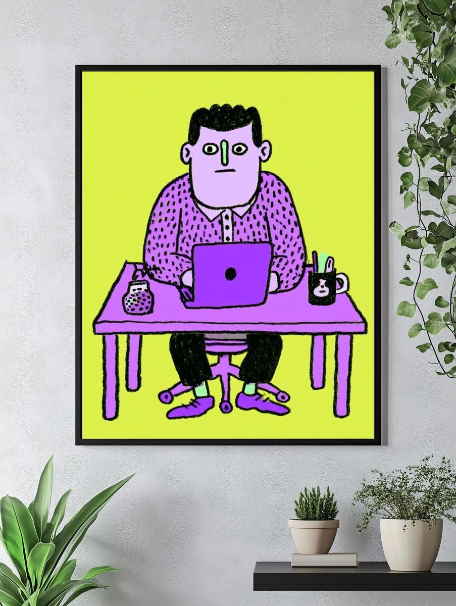 Office Worker Illustration Poster. — room view 4
