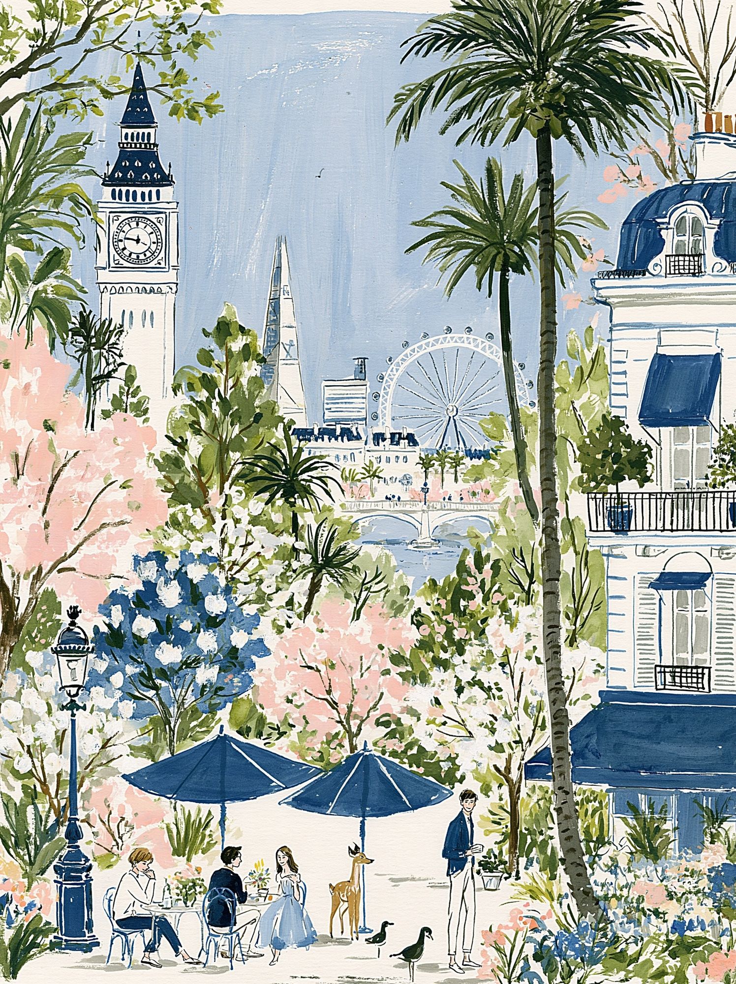 Paris Garden Watercolor Print. poster detail