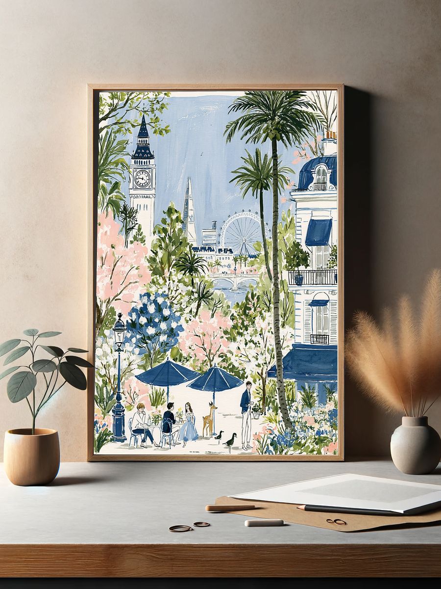 Paris Garden Watercolor Print. — room view 2