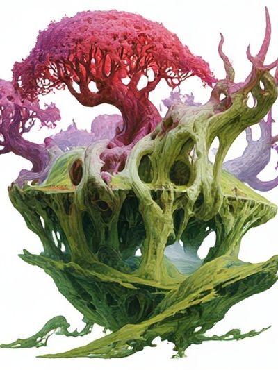 Surreal Floating Tree Sculpture Print.