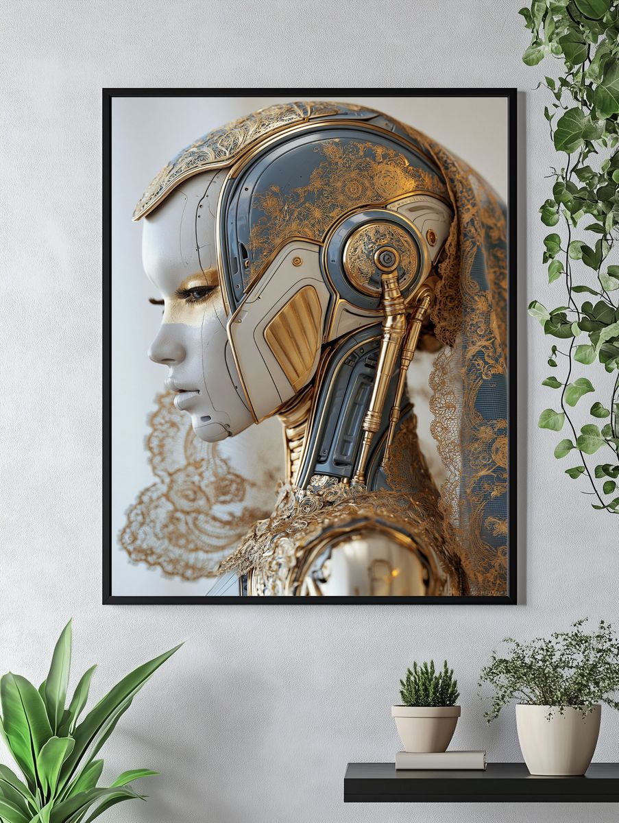 Gilded Cybernetic Portrait Print. — room view 4