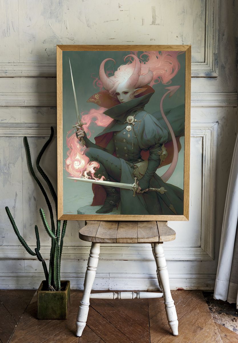 Horned Fantasy Warrior Poster. room preview