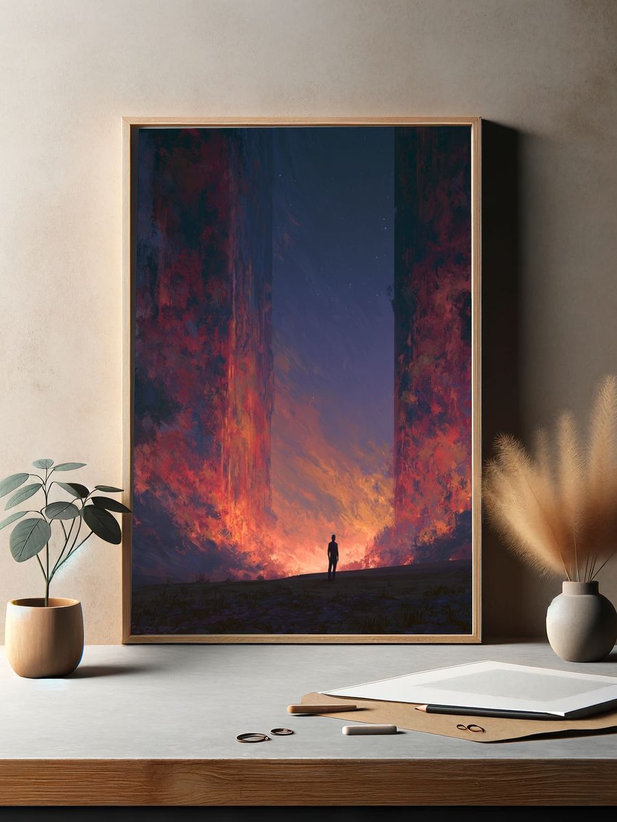 Cosmic Canyon Silhouette Print. — room view 2