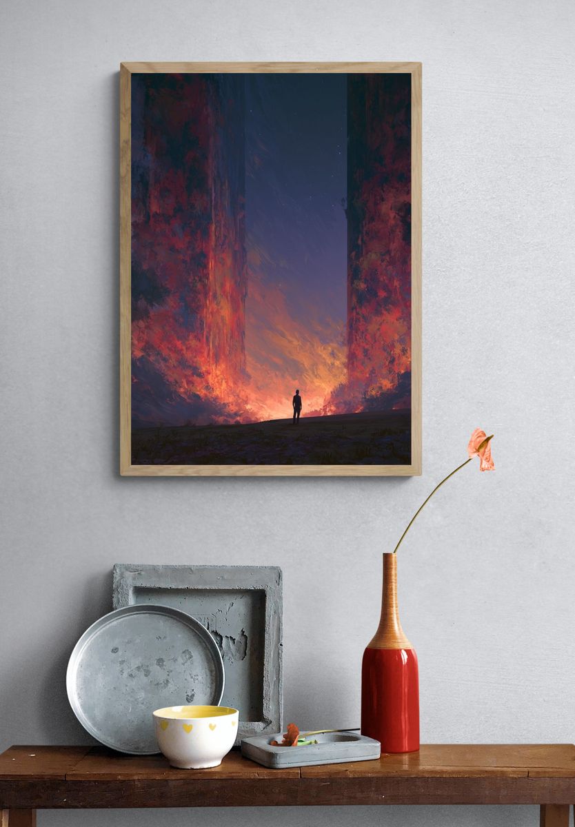 Cosmic Canyon Silhouette Print. — room view 3