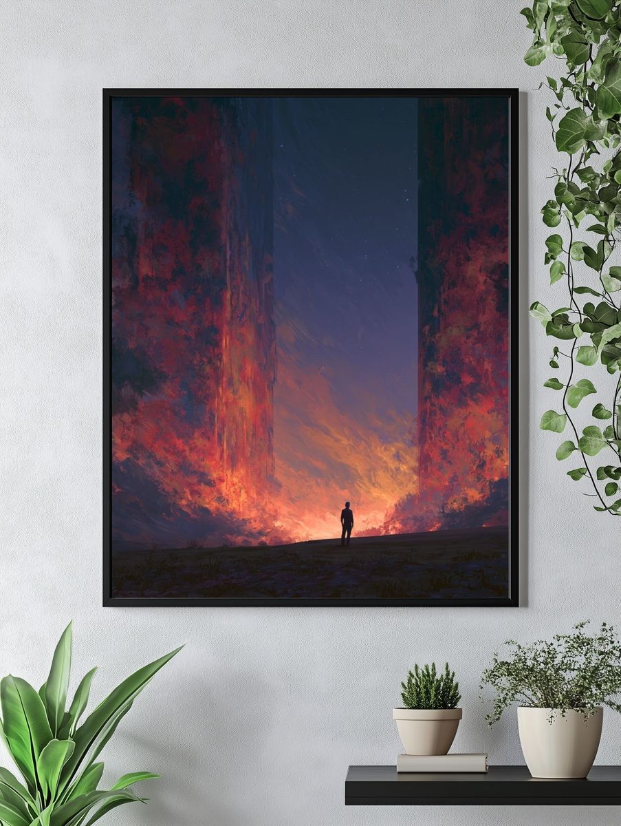 Cosmic Canyon Silhouette Print. — room view 4