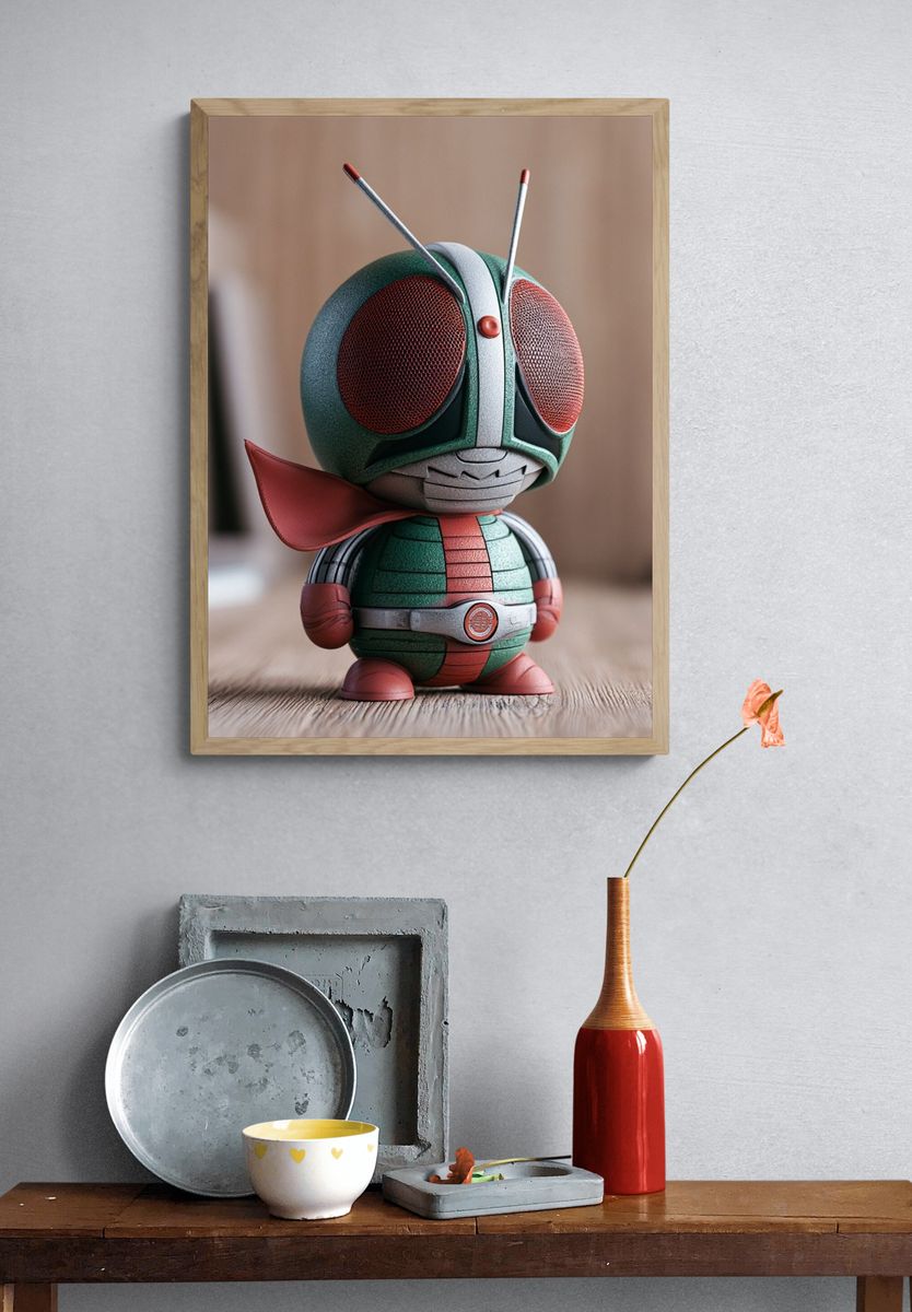Retro Robot Beetle Illustration Poster. — room view 3