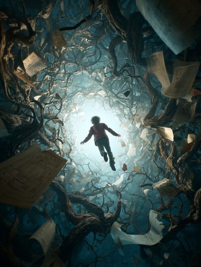 Floating Through the Forest of Papers Print.