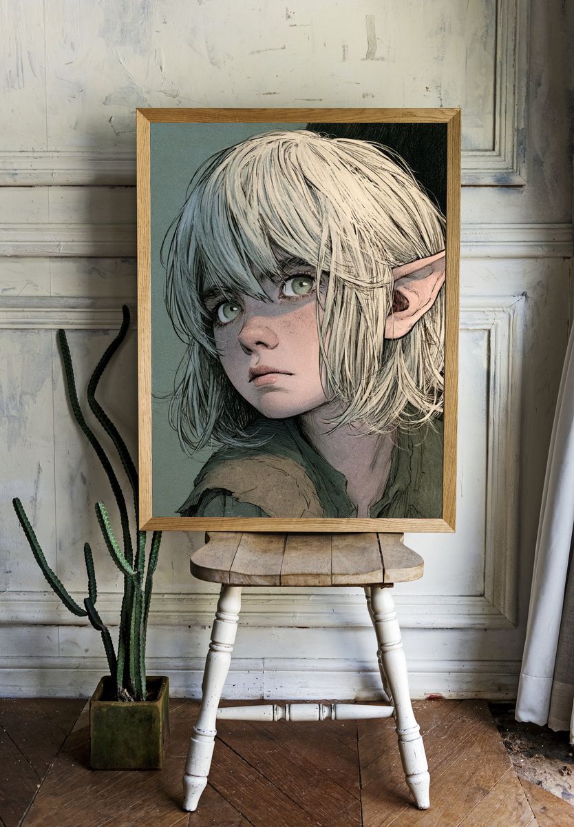 Elf Portrait Illustration Poster. — room view 1