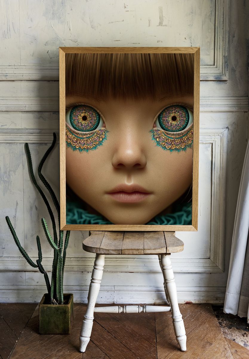 Surreal Doll Portrait Print. room preview