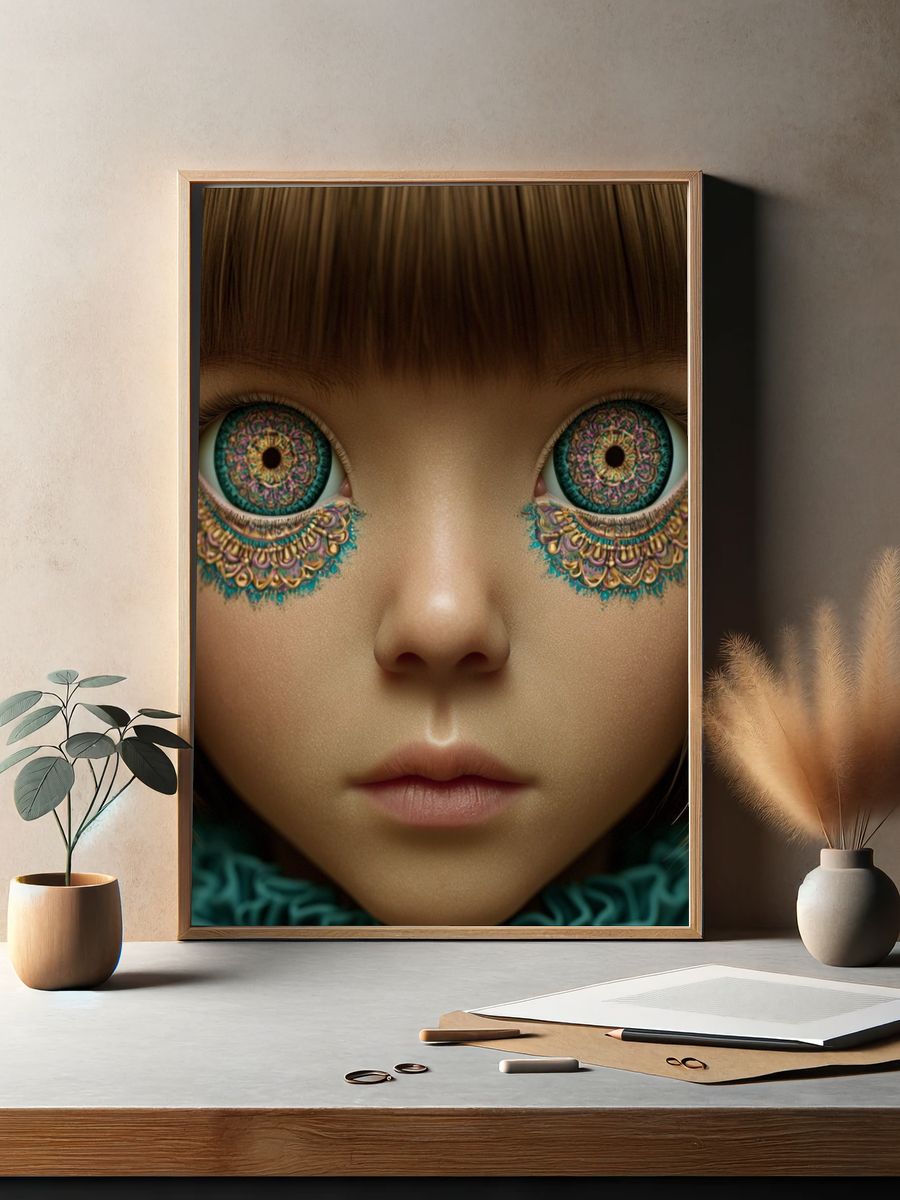 Surreal Doll Portrait Print. — room view 2