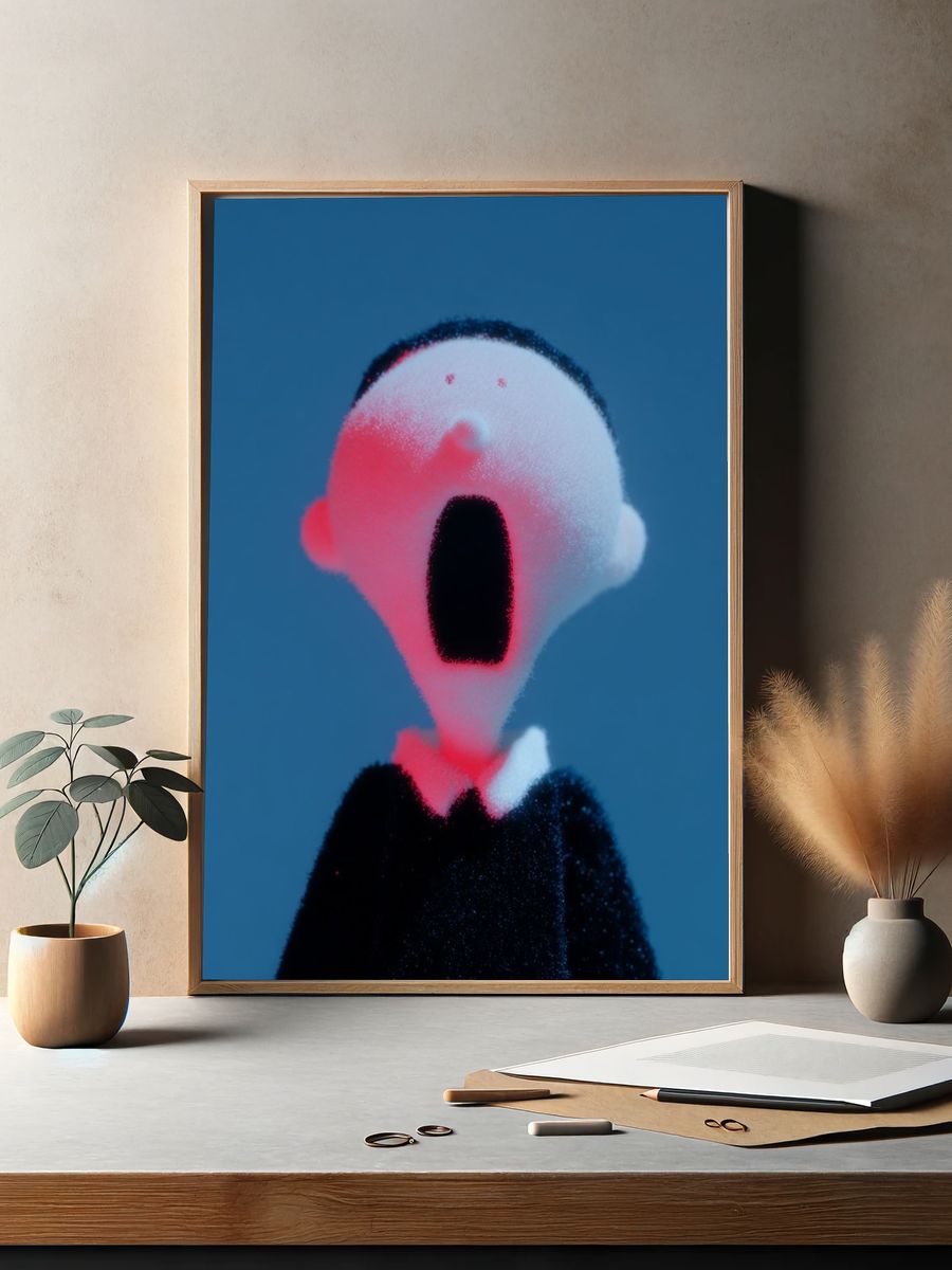 Surprised Figure Digital Art Poster. — room view 2