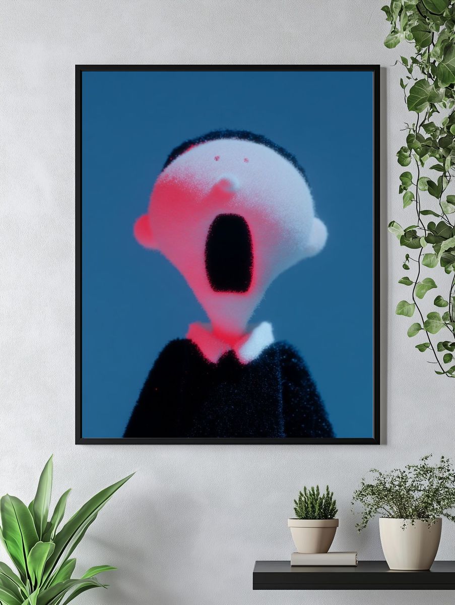 Surprised Figure Digital Art Poster. — room view 4