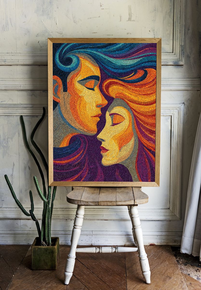 Abstract Mosaic Faces Poster. room preview